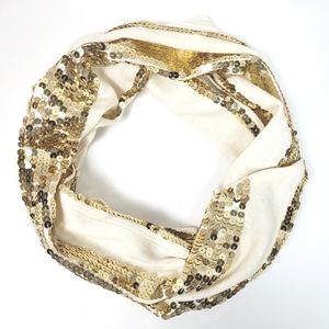 Beautiful Sequined Gold & Cream Scarf / Wrap